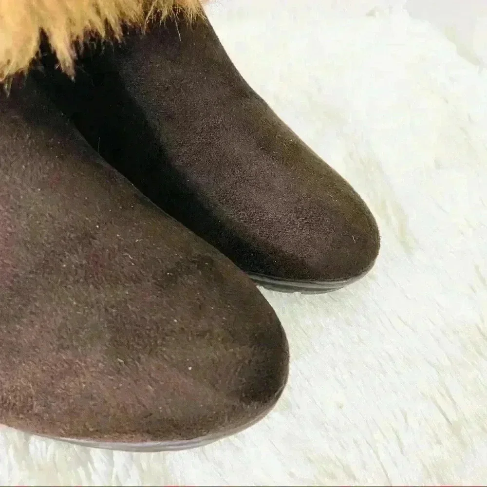 Report Susie Dark Brown Fold-Over Faux Fur Boots